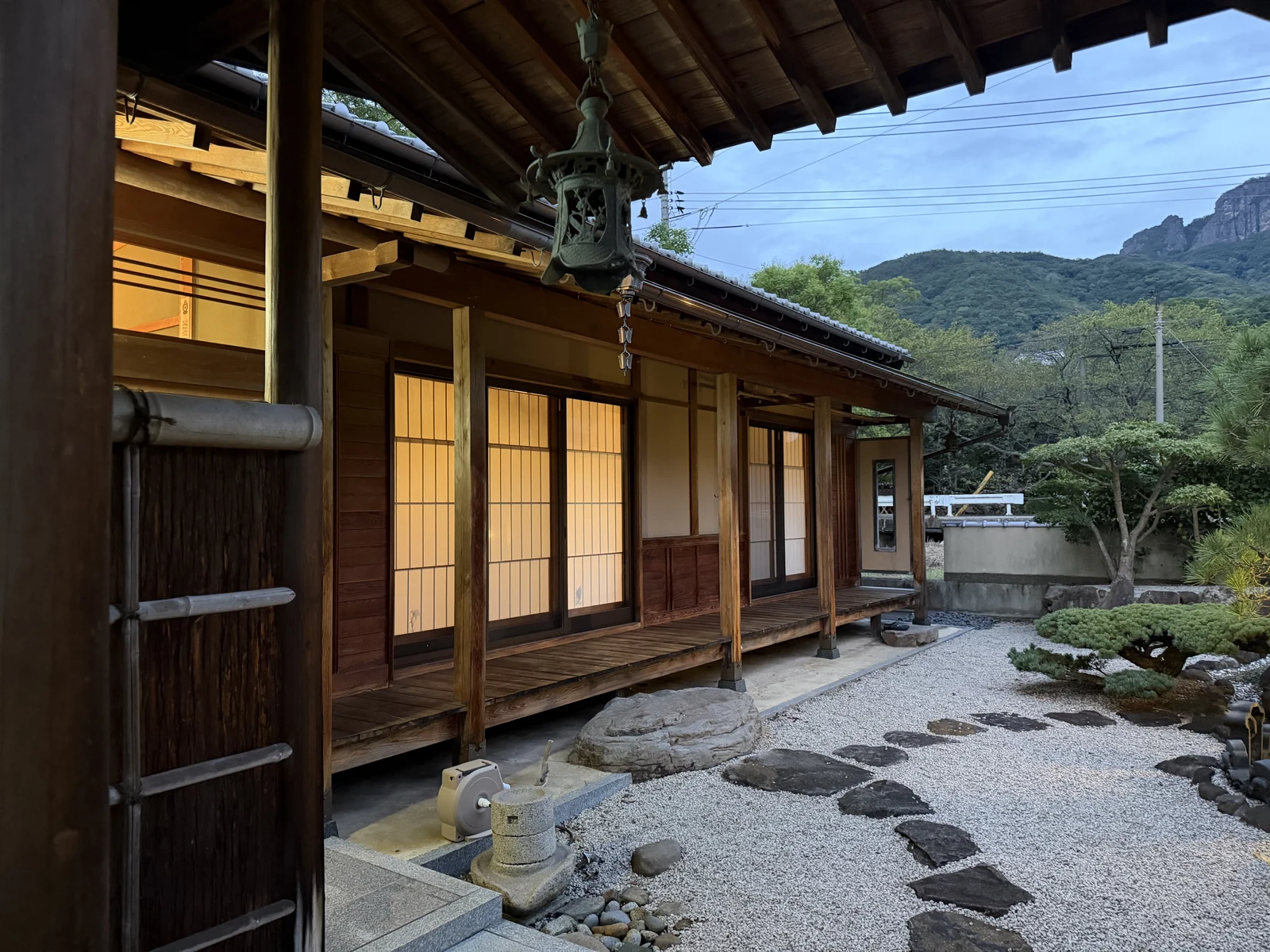 The Hanare at dusk; the veranda facing the garden